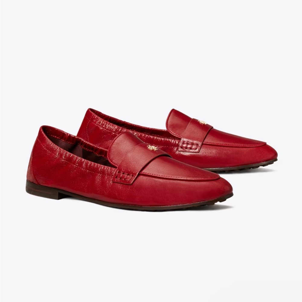 Red Leather Loafers for Women